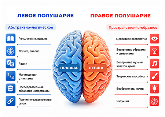 Двойственность работы головного мозга Двойственность работы головного мозга